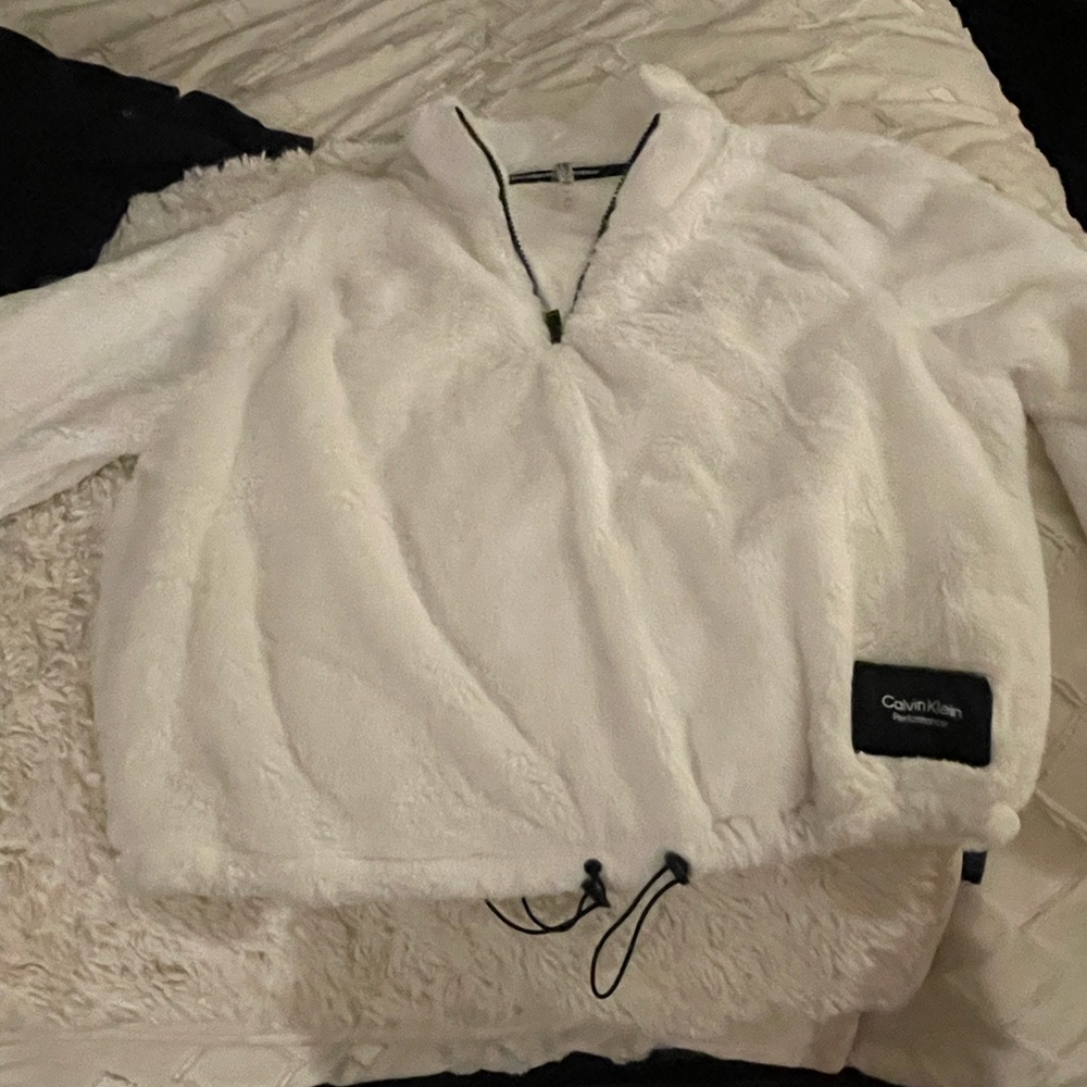 Calvin Klein White Teddy Jacket Cozy Sherpa Style